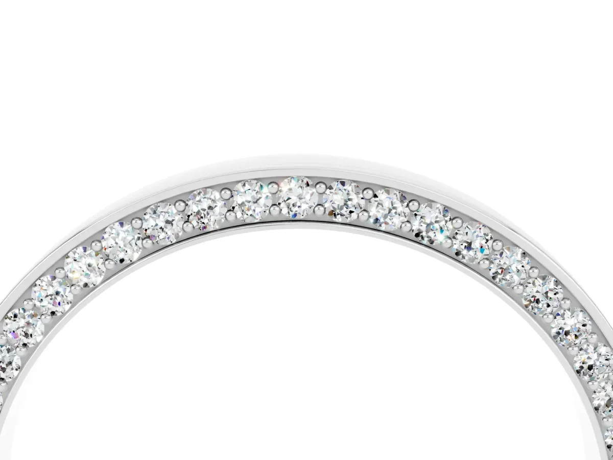 Pavé Round Moissanite Channel Set Band Silver