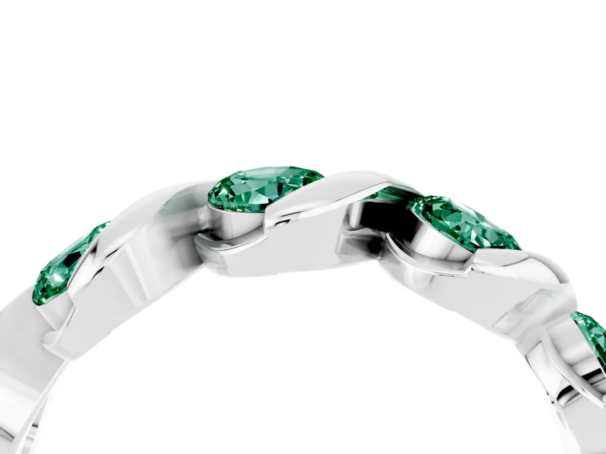 Round Green Sapphire Wave Band with Channel Setting and Shared Prongs Platinum
