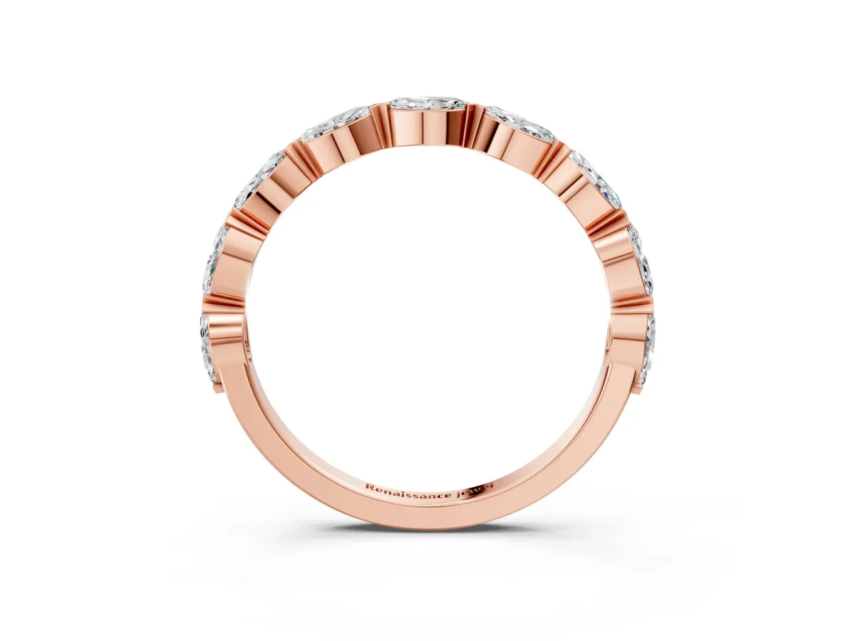 Marquise Diamond Eternity Band with Bezel Setting Rose gold