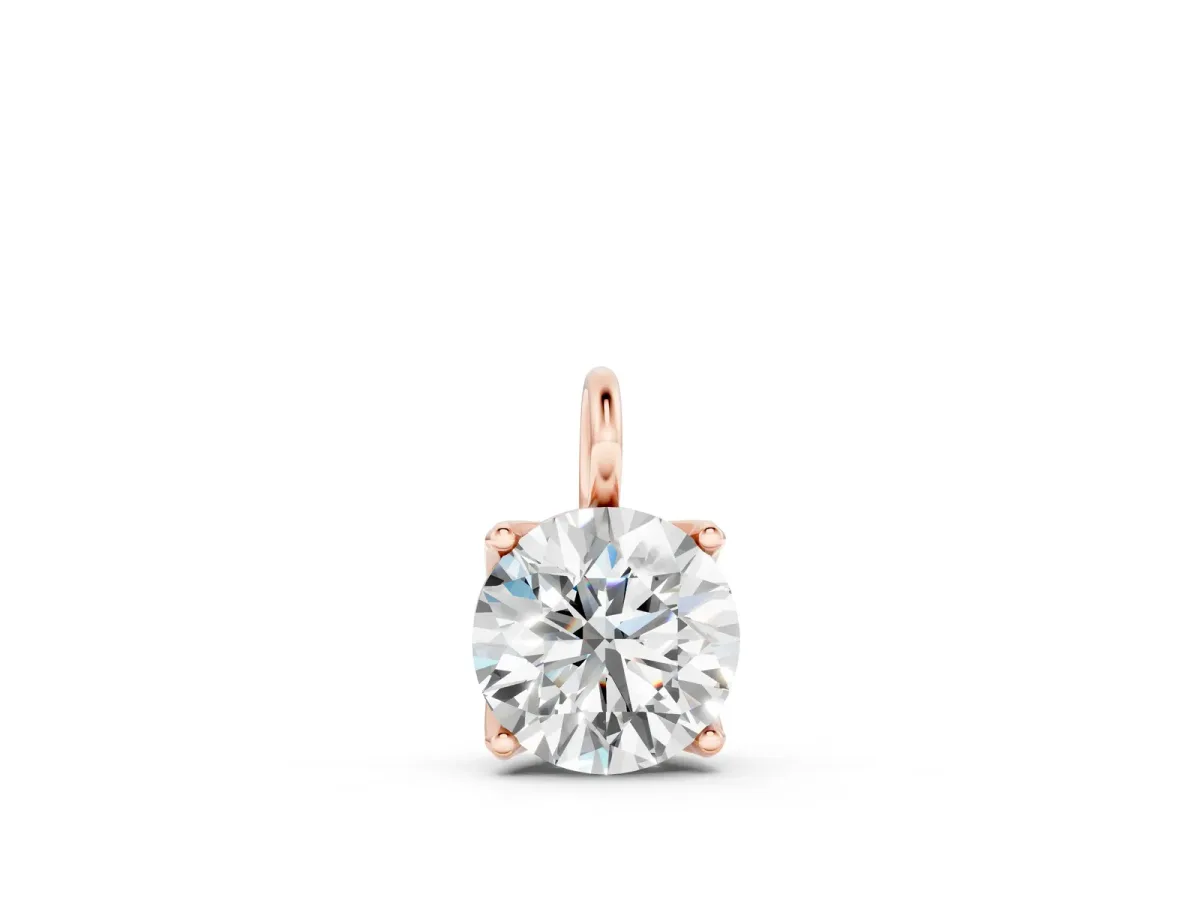 Round Solitaire Pendant with Four-Prong Setting Rose gold