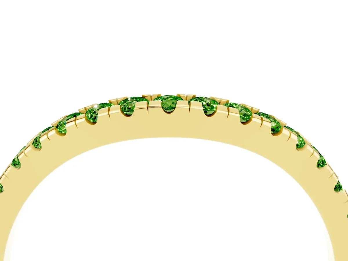 Peridot Pavé Curved Wedding Band Yellow gold