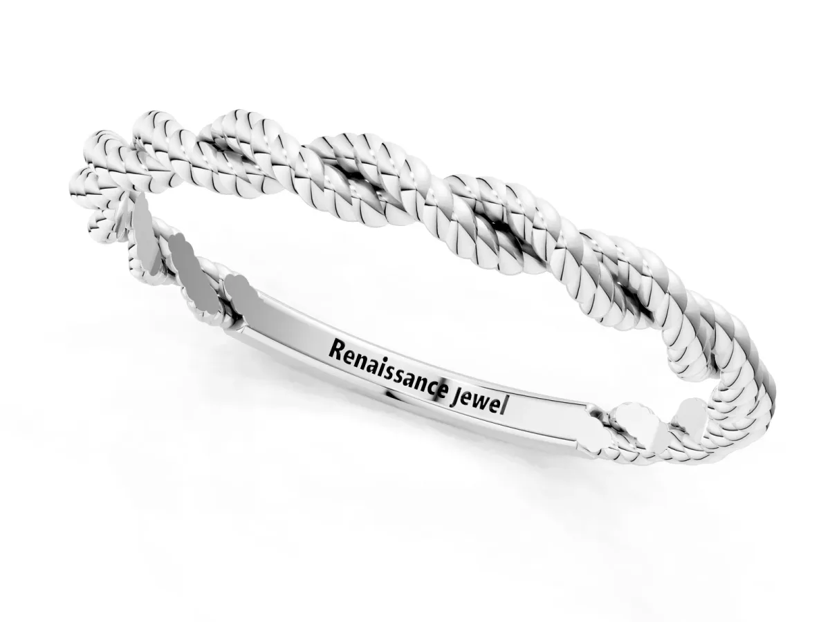 Twisted Rope Solitaire Band with Round Stone and Bezel Setting Platinum