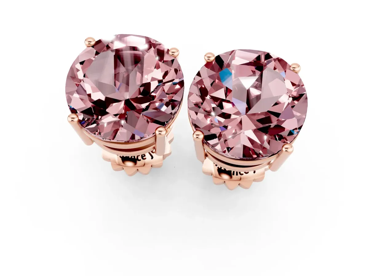 Round Cut Morganite Stud Earrings Rose gold