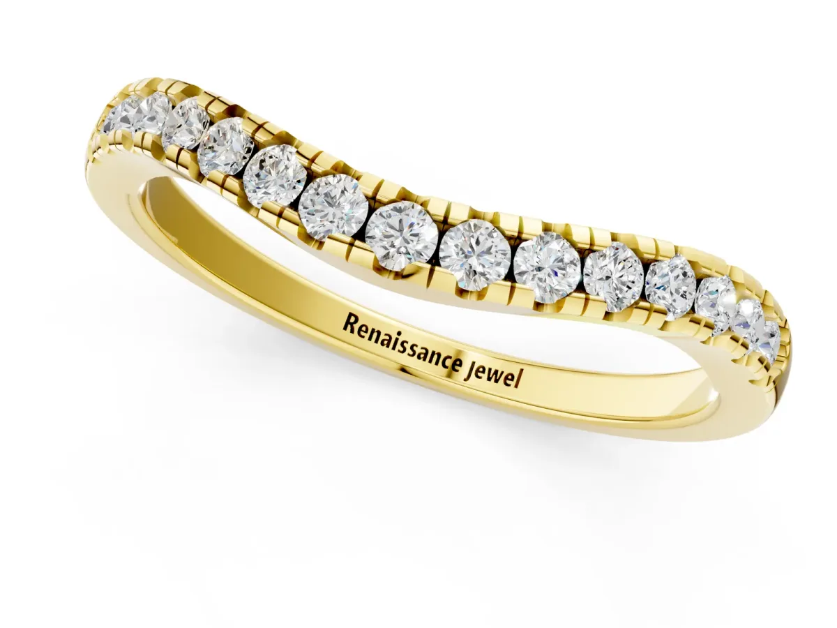 Diamond Pavé Curved Wedding Band Yellow gold