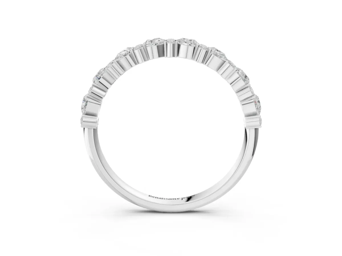Pear and Round Diamond Wedding Band Platinum