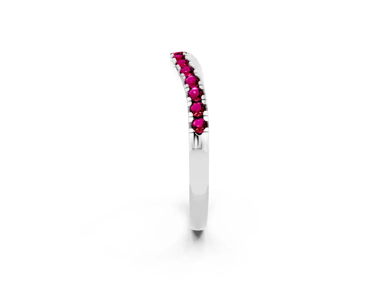 Garnet Pavé Curved Wedding Band Platinum