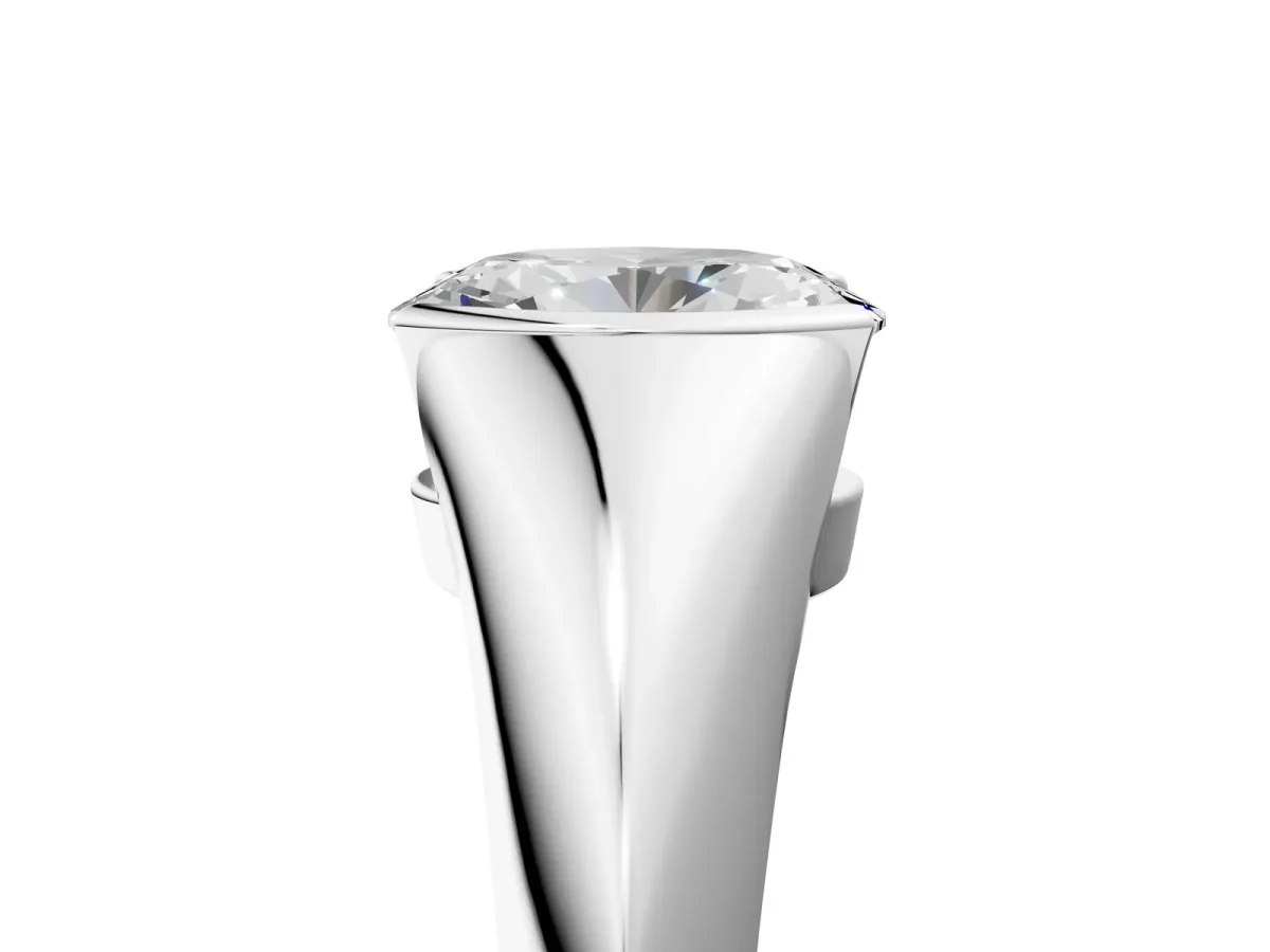 Oval Cut Solitaire Tension Set Diamond Ring Platinum