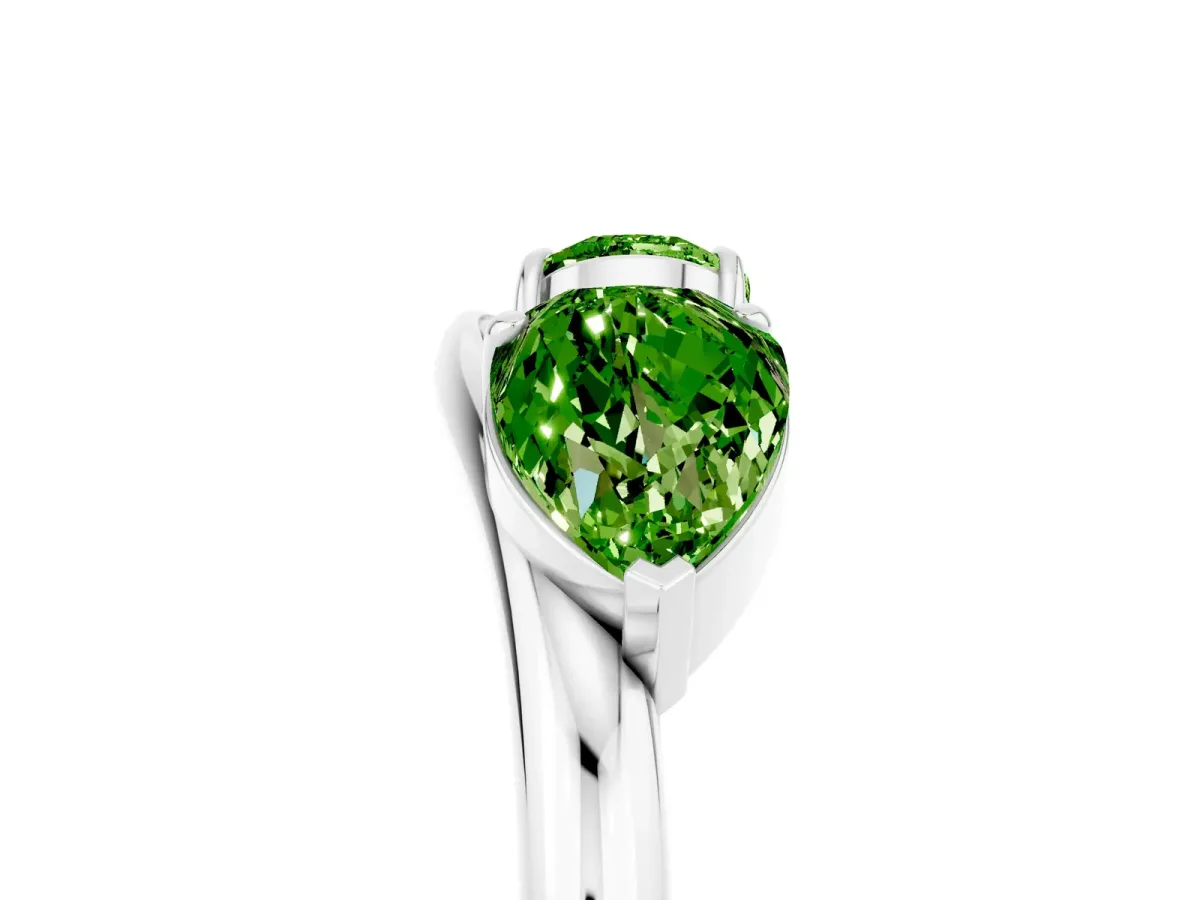 Two-Stone Pear Peridot Bypass Ring with Prong Setting Silver