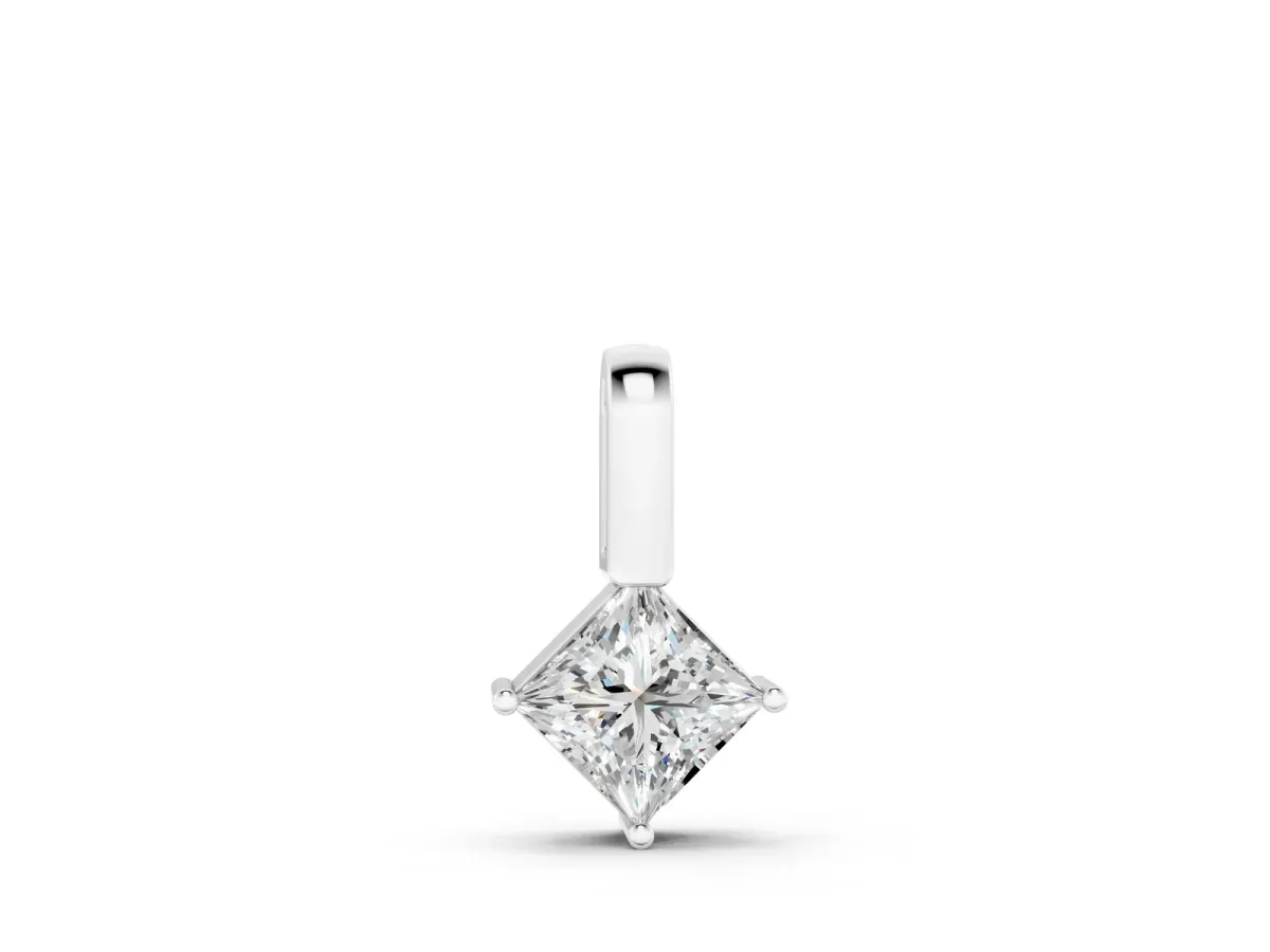 Princess Cut Bezel Set Diamond Pendant White gold
