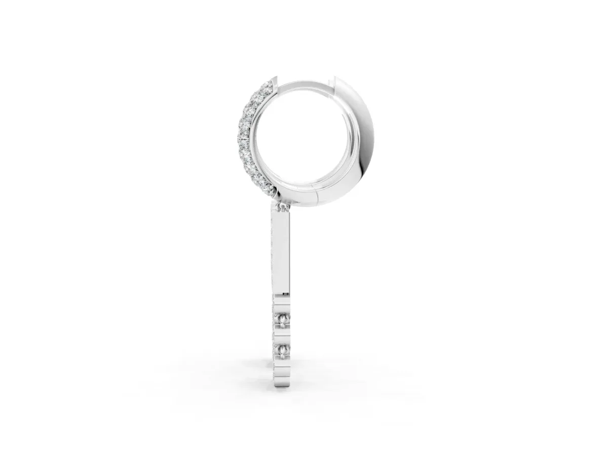 Round Diamond Initial H Huggie Hoop Earrings Platinum