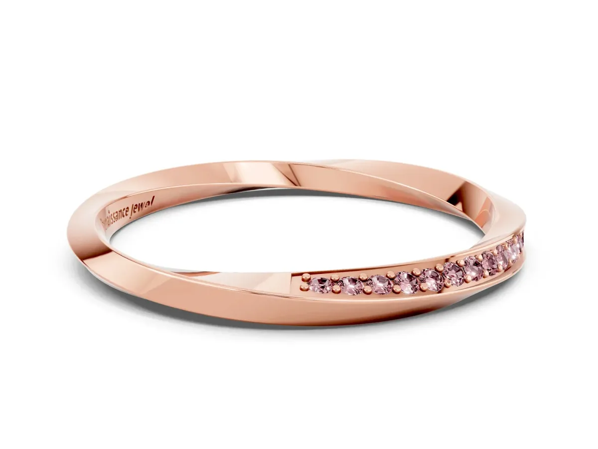 Pavé Round Morganite Twist Band Rose gold