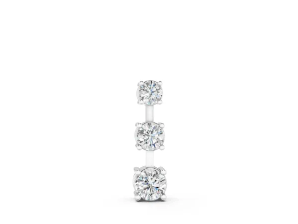 Round Diamond Triple Bar Pendant with Four-Prong Setting White gold