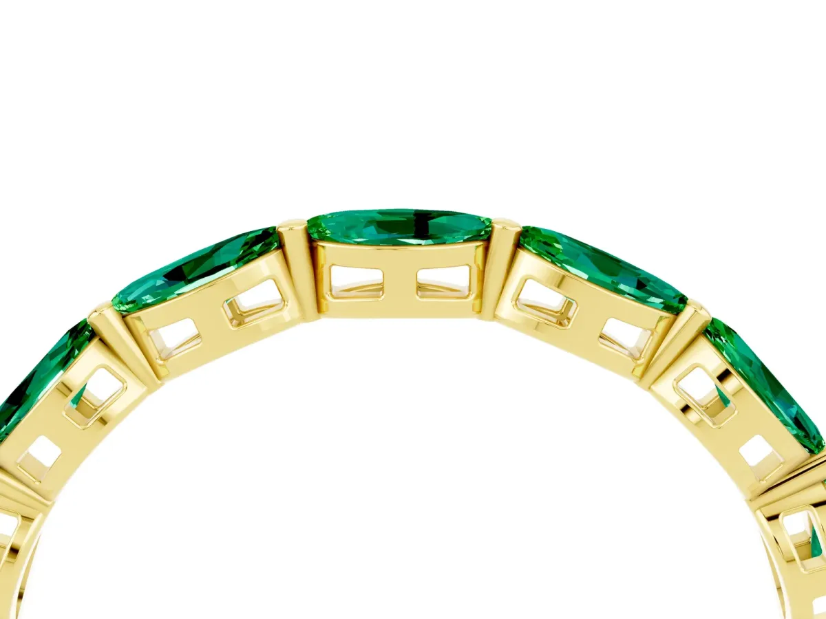 Marquise Emerald Eternity Band with U-Prong Setting Yellow gold