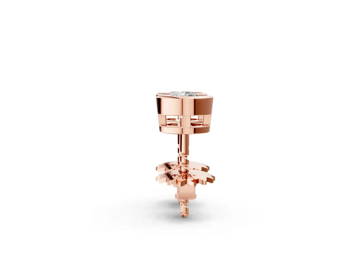 Bezel Set Round Diamond Stud Earrings Rose gold