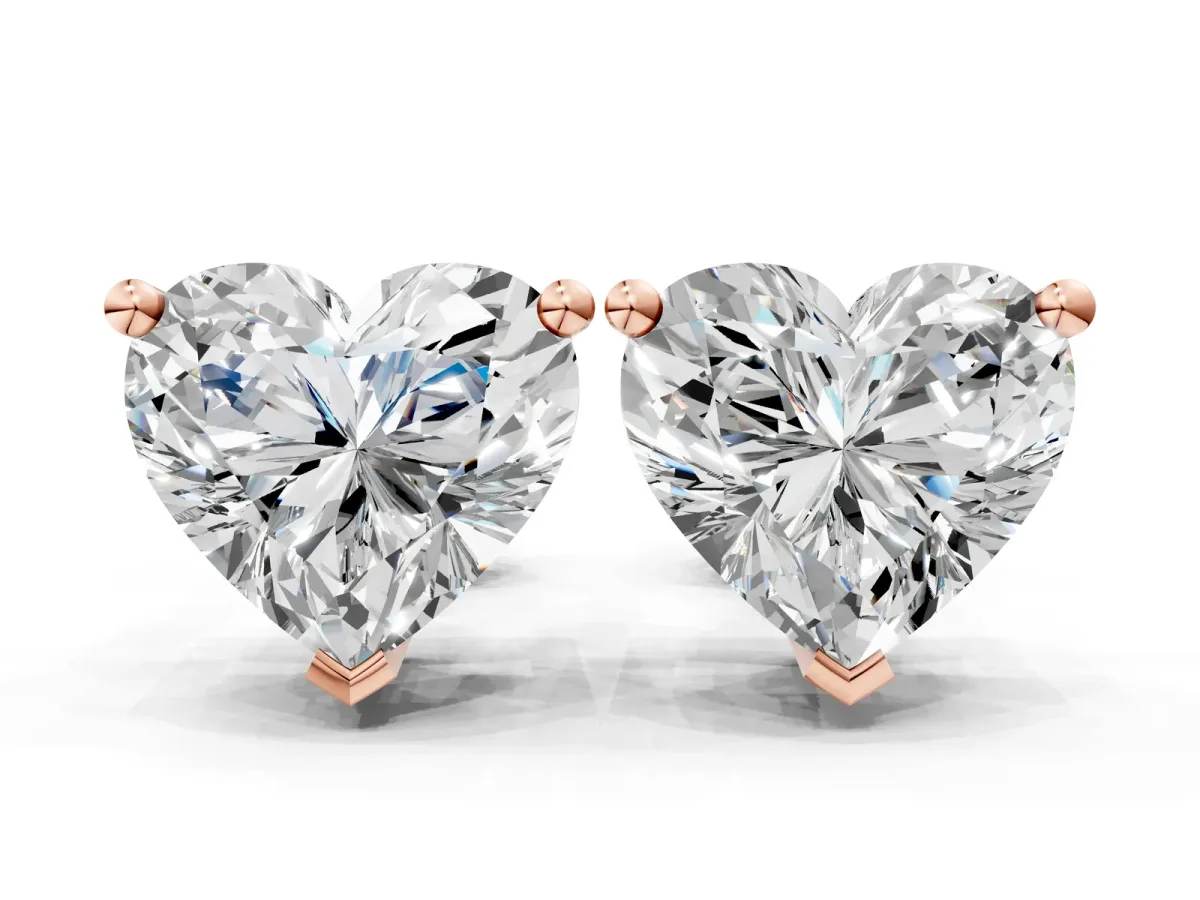 Heart Cut Diamond Stud Earrings Rose gold
