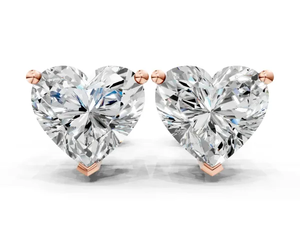 Heart Cut Diamond Stud Earrings Rose gold