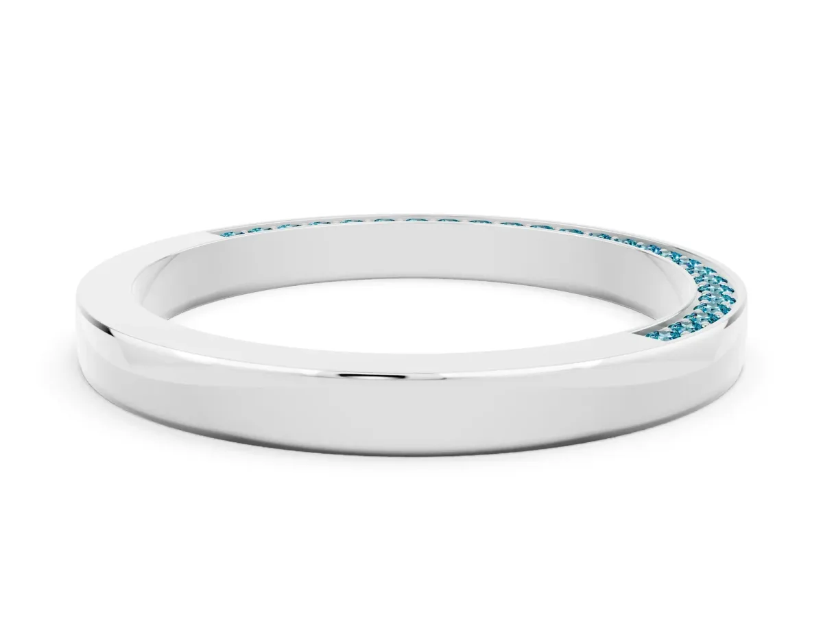 Pavé Round Blue Topaz Channel Set Band Platinum