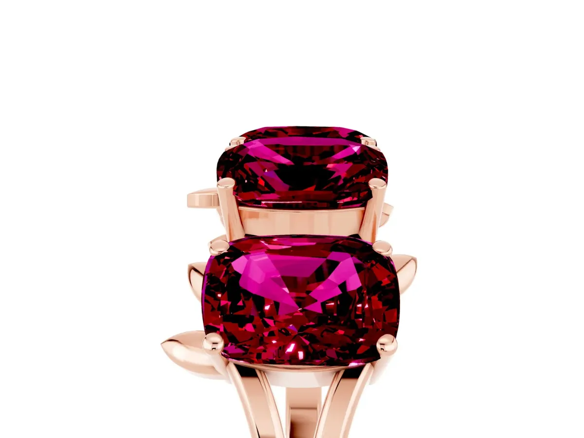 Emerald Cut Garnet Prong-Set Half Eternity Band Rose gold