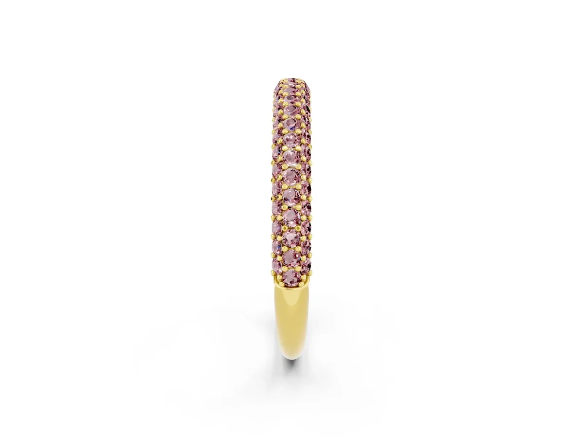 Round Morganite Pavé Eternity Band with Shared Prong Setting Yellow gold