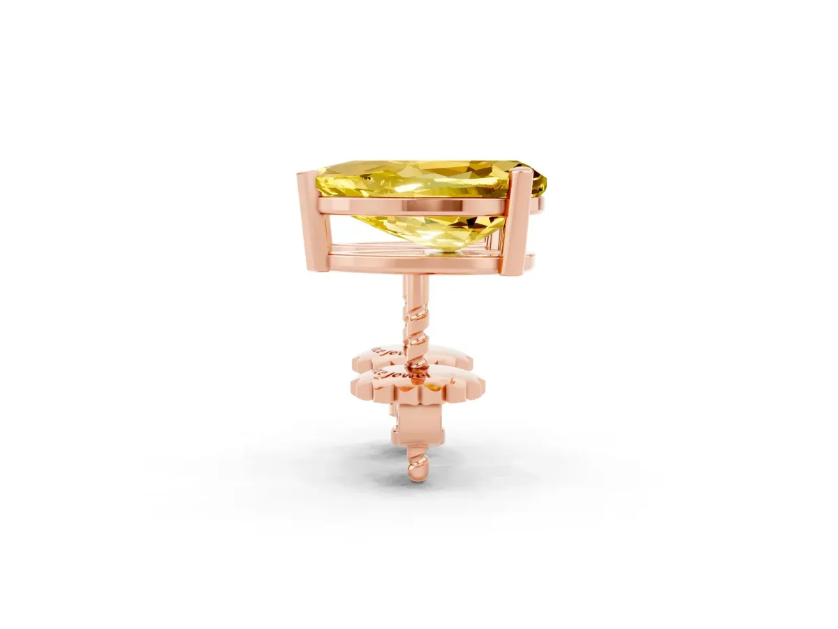 Pear Cut Yellow Sapphire Stud Earrings Rose gold
