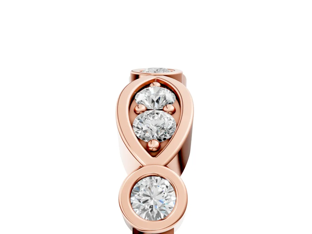 Bezel Set Round Diamond Marquise Band Rose gold