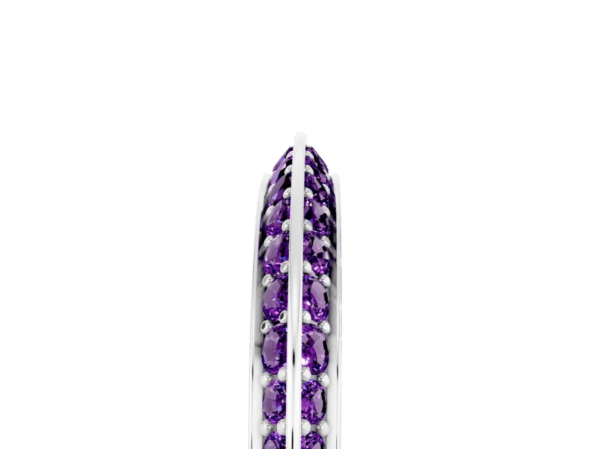 Double Row Pavé Round Amethyst Eternity Band with Channel Setting Platinum
