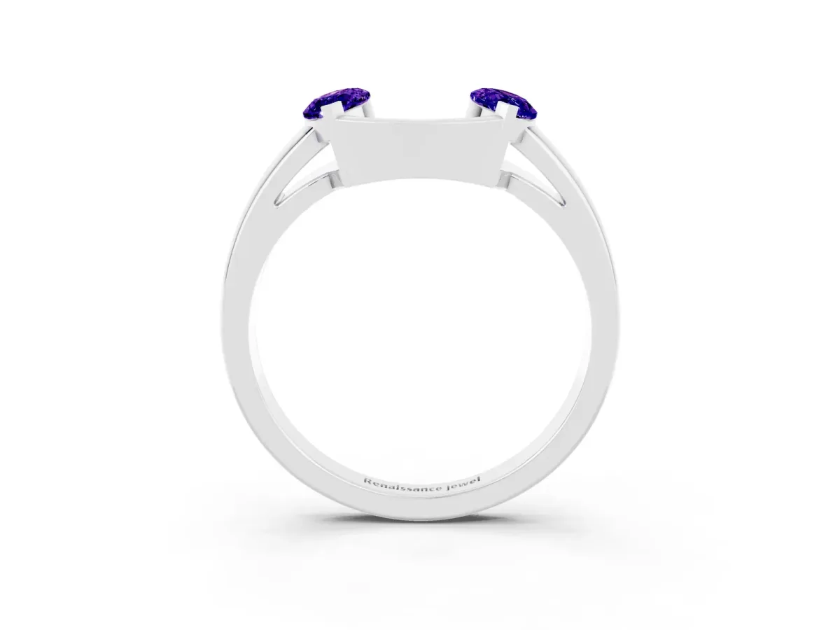 Marquise Tanzanite Open Band Ring with Tension Setting Platinum