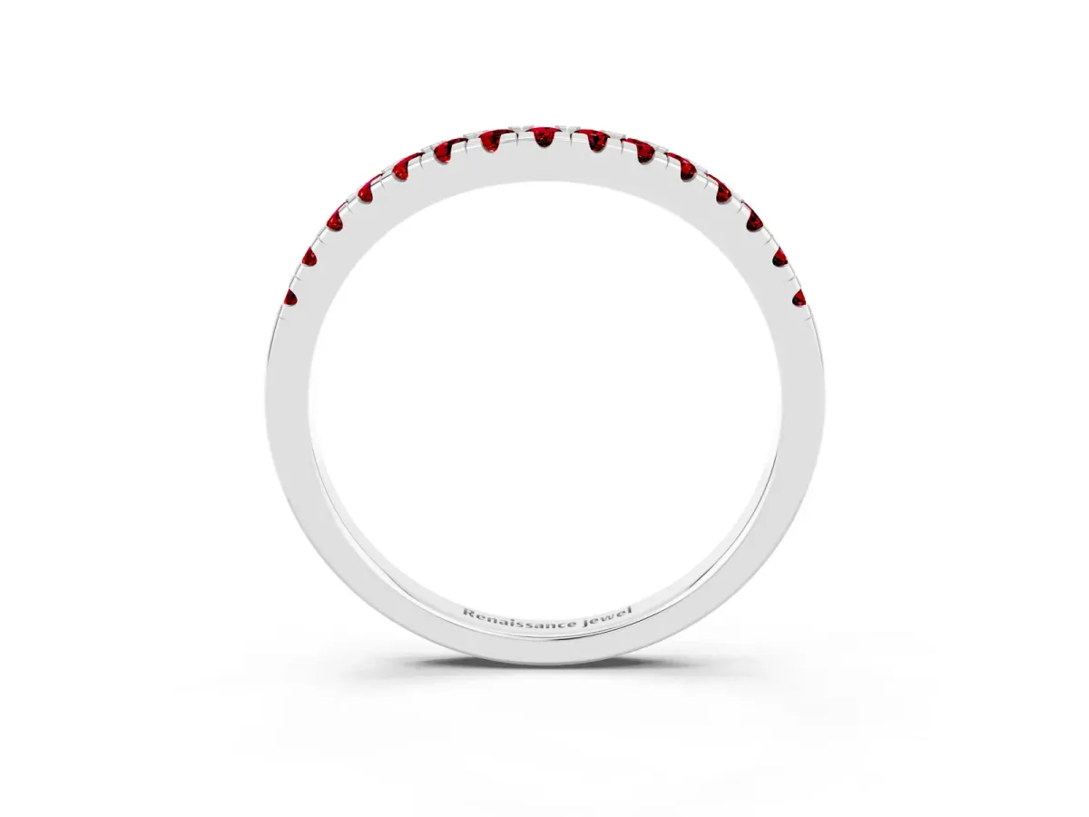 Ruby Pavé Curved Wedding Band Silver