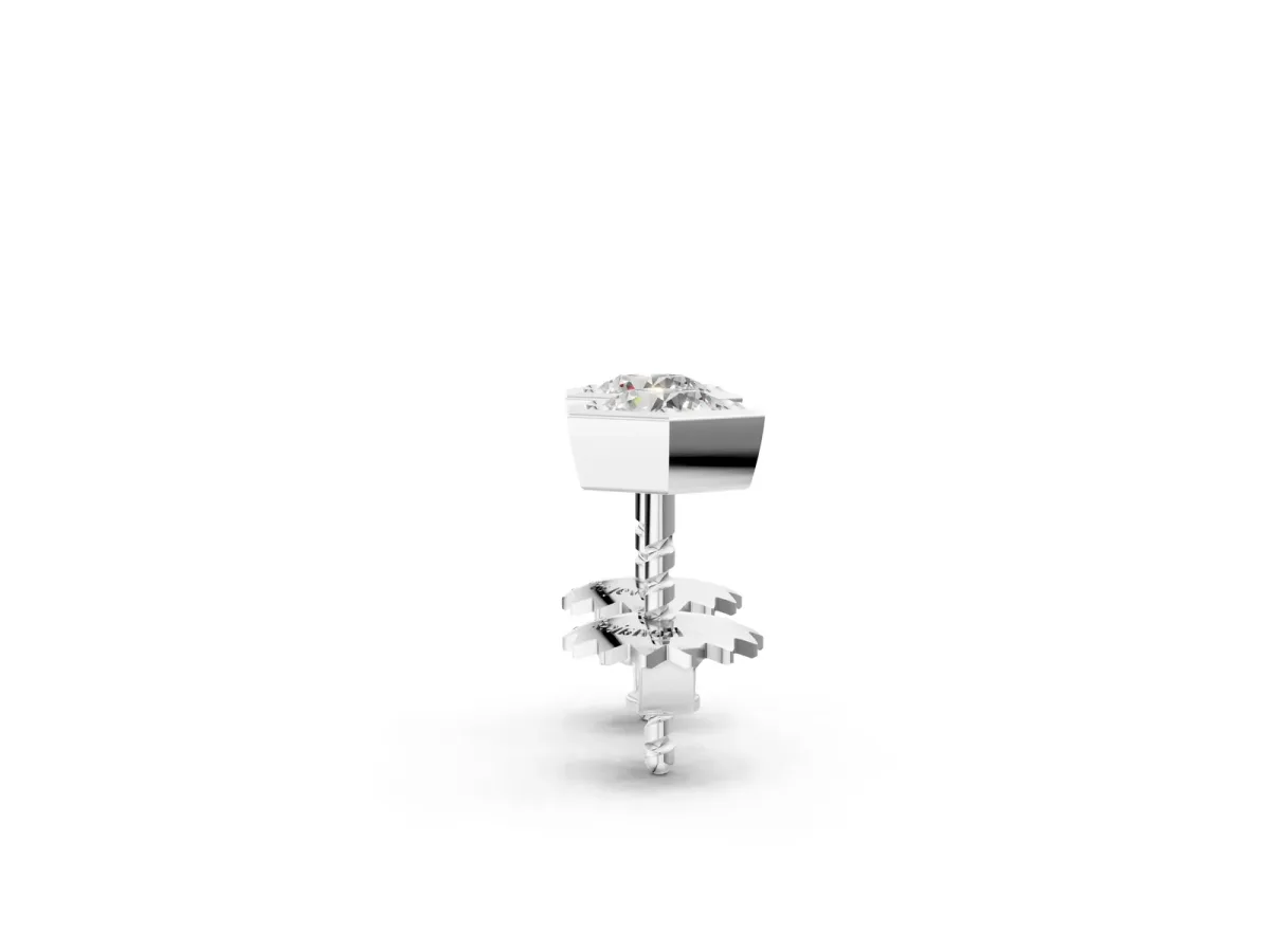 Round Diamond Bezel-Set Stud Earrings Silver