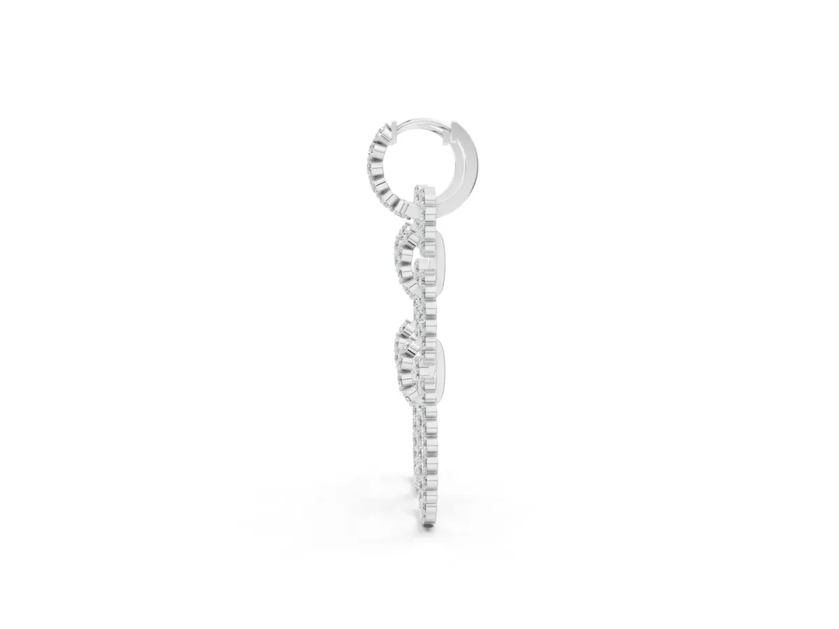 Round Diamond Multiway Open Circle Statement Earrings Silver