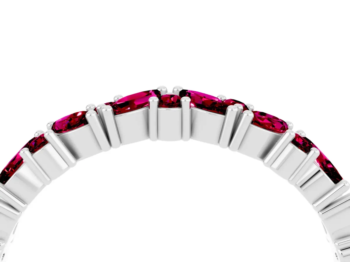 Marquise and Round Garnet Vine Eternity Band with Prong Setting Silver