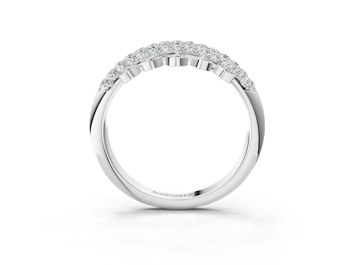 Round Diamond Dangle Promise Ring with Round Diamond Pavé Platinum