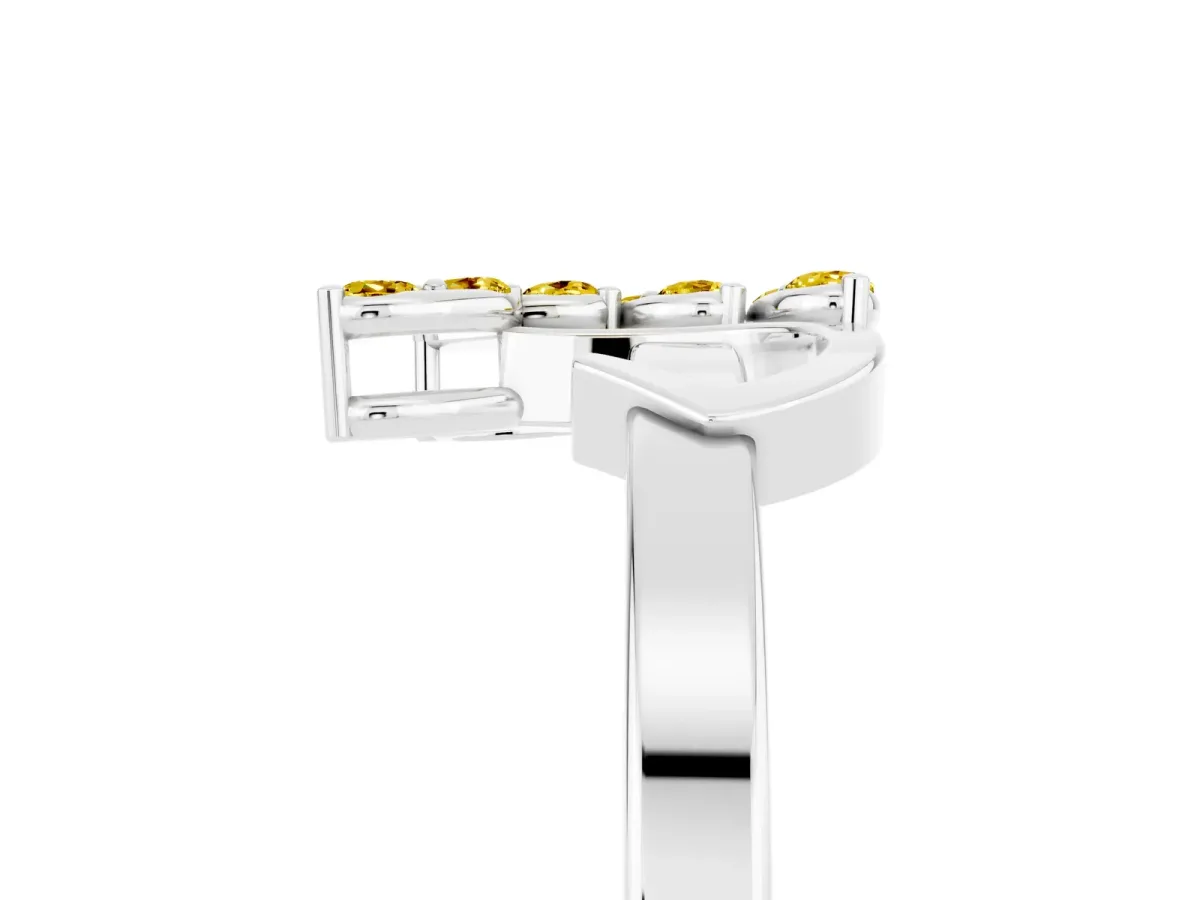 Marquise Yellow Sapphire Cluster Bypass Ring with Prong Setting Silver