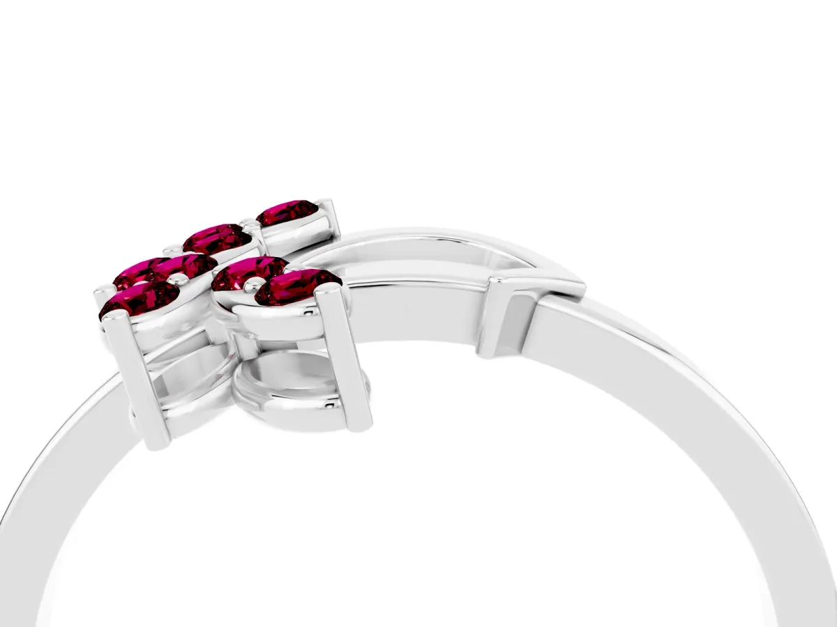 Marquise Garnet Cluster Bypass Ring with Prong Setting Silver
