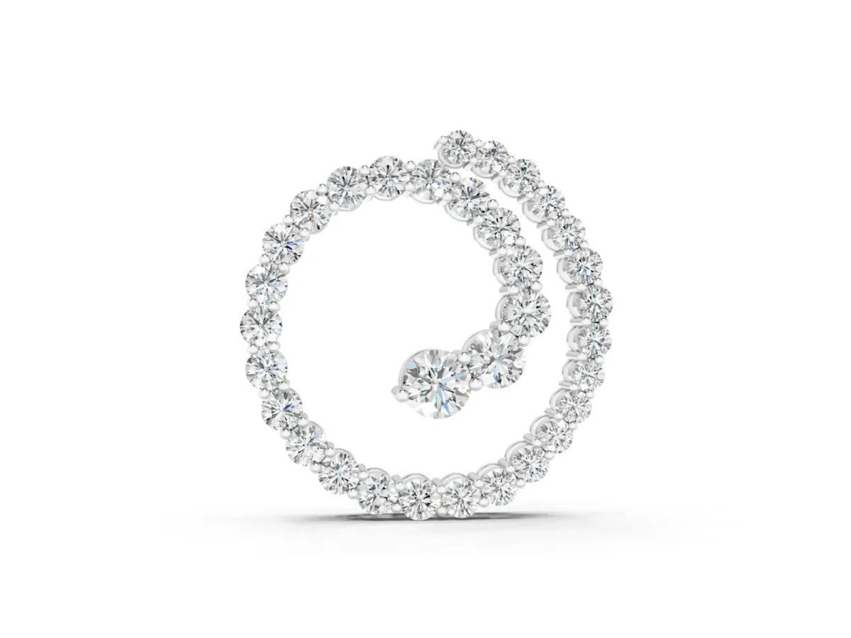 Round Diamond Spiral Pendant with Prong Setting White gold
