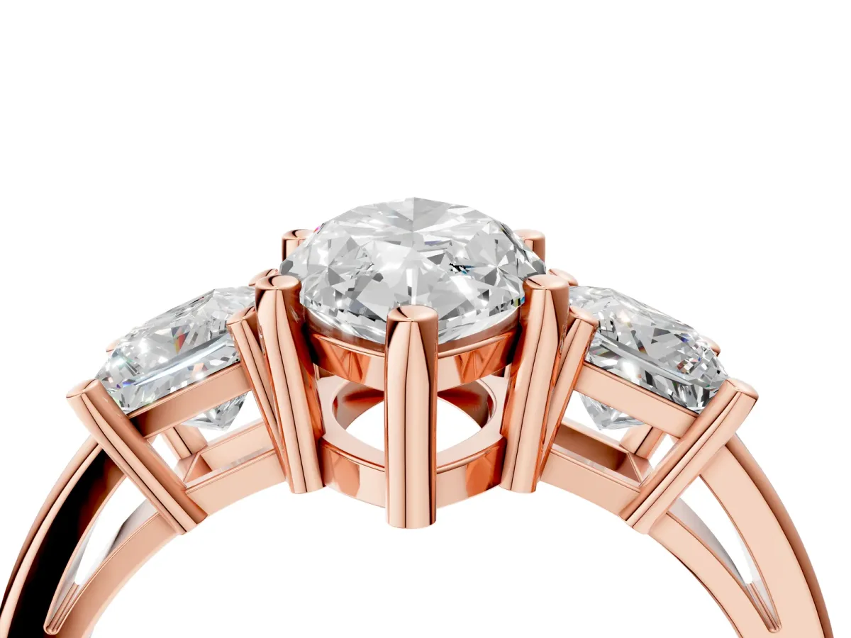 Three-Stone Marquise Cut Cut Solitaire Ring with Prong Setting Rose gold