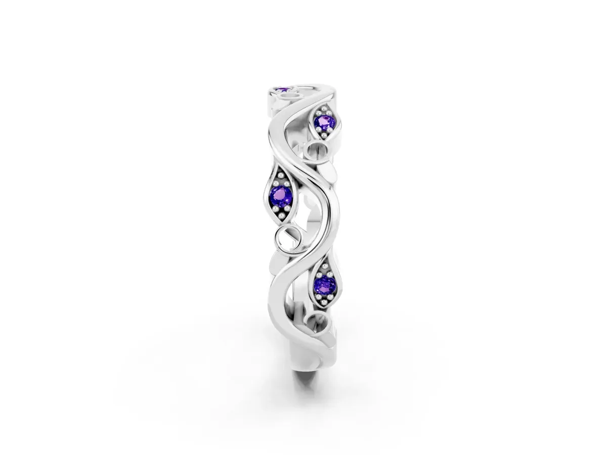 Marquise Tanzanite Vine Eternity Band with Bezel Setting Silver