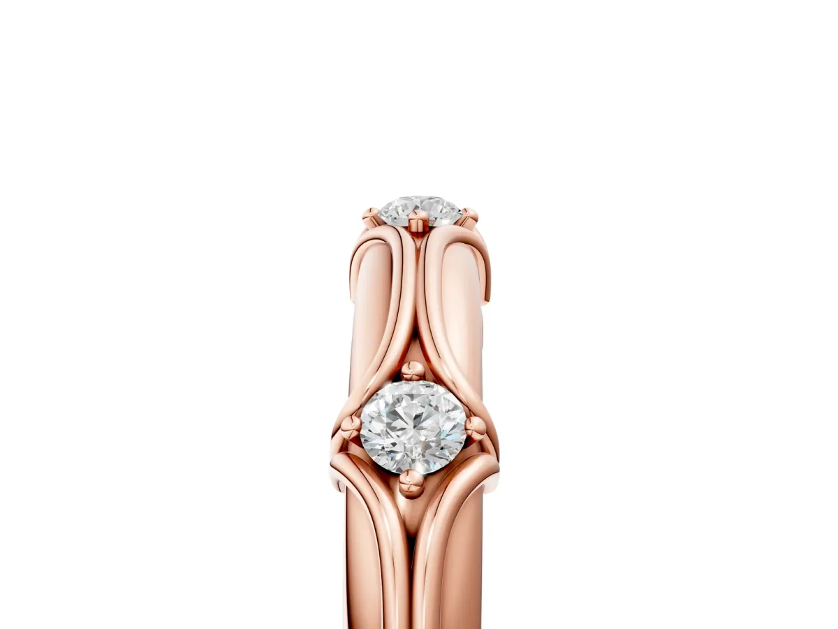 Round Diamond Prong Set Milgrain Eternity Band Rose gold