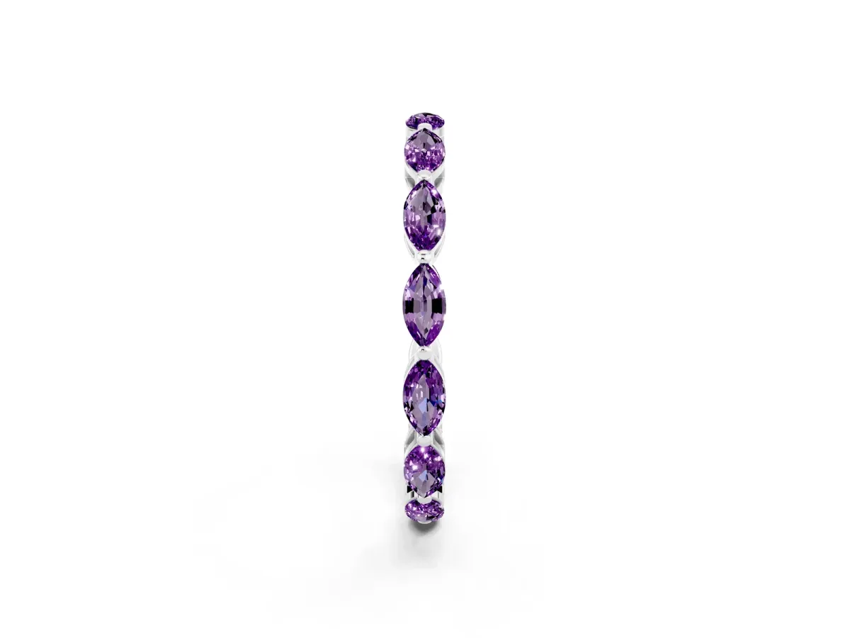 Marquise Amethyst Eternity Band with U-Prong Setting White gold