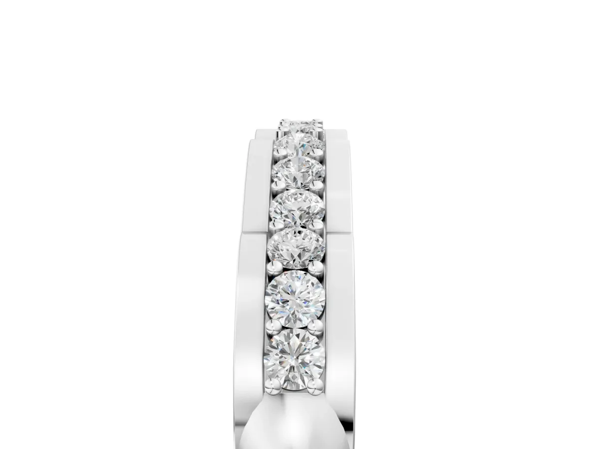 Round Cut Diamond Channel Set White Gold Band White gold