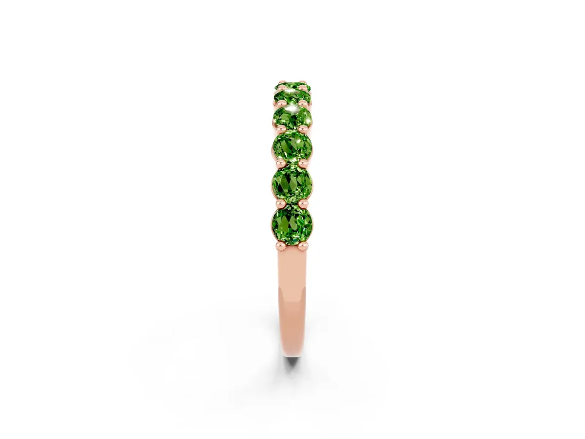 Round Peridot Half Eternity Band with Prong Setting Rose gold