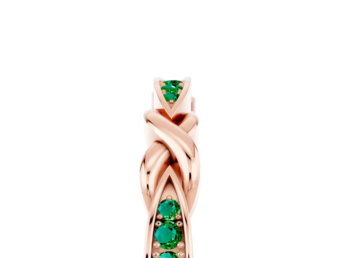 Twisted Marquise Emerald Pavé Band with Shared Prong Setting Rose gold