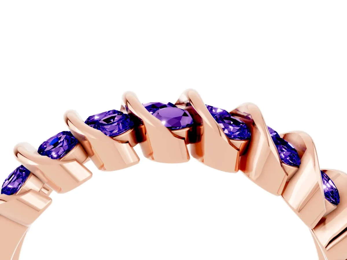 Channel Set Round Tanzanite Multi-Row Band Rose gold