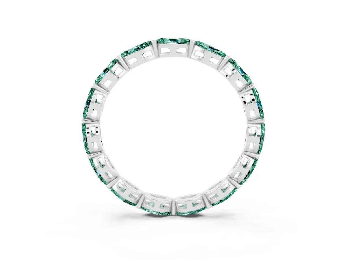 Marquise Green Sapphire Eternity Band with U-Prong Setting Silver
