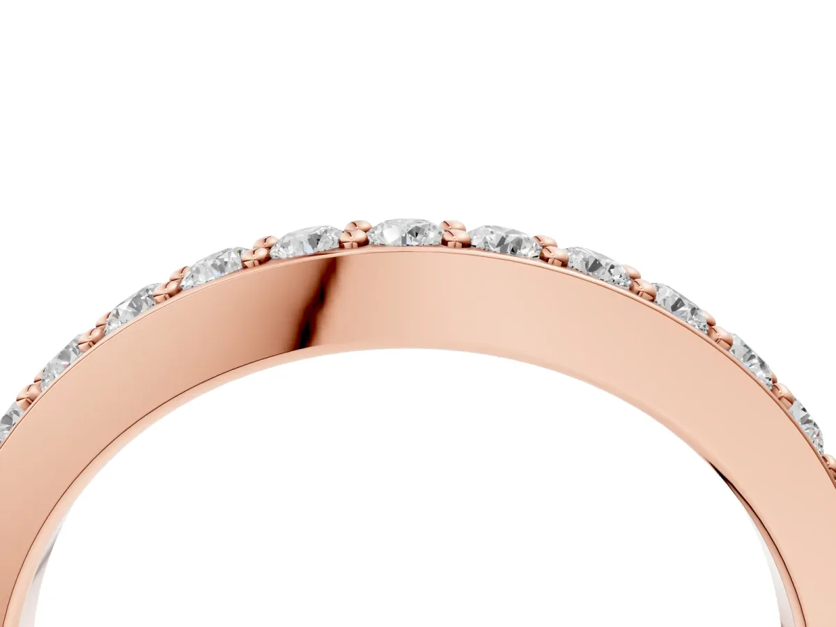 Round Diamond Pavé Set Curved Eternity Band Rose gold