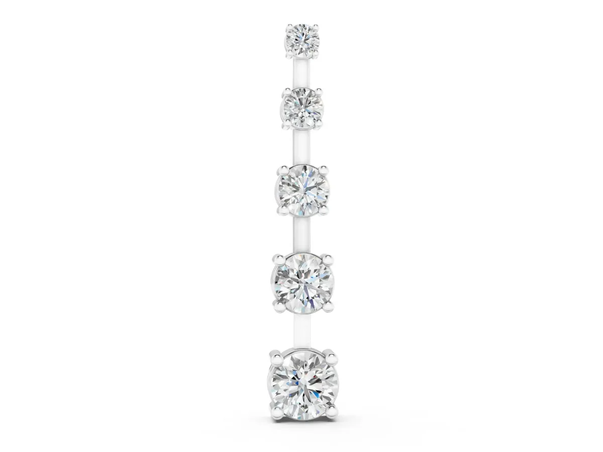 Vertical Bar Pendant with Round Brilliant Diamonds in Prong Setting Silver