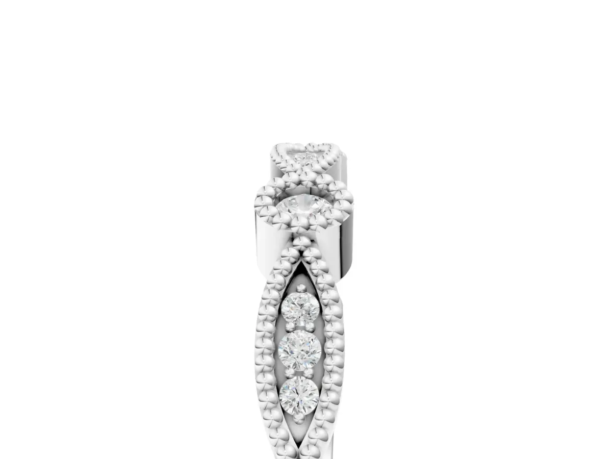 Milgrain Bezel and Marquise Diamond Band White gold