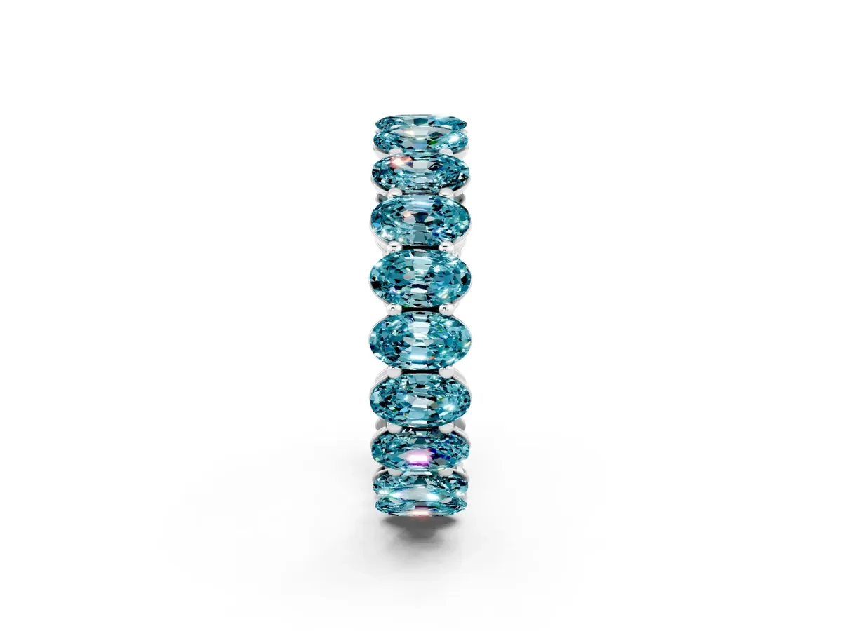 Oval Cut Blue Topaz Eternity Band with Shared Prong Setting Silver