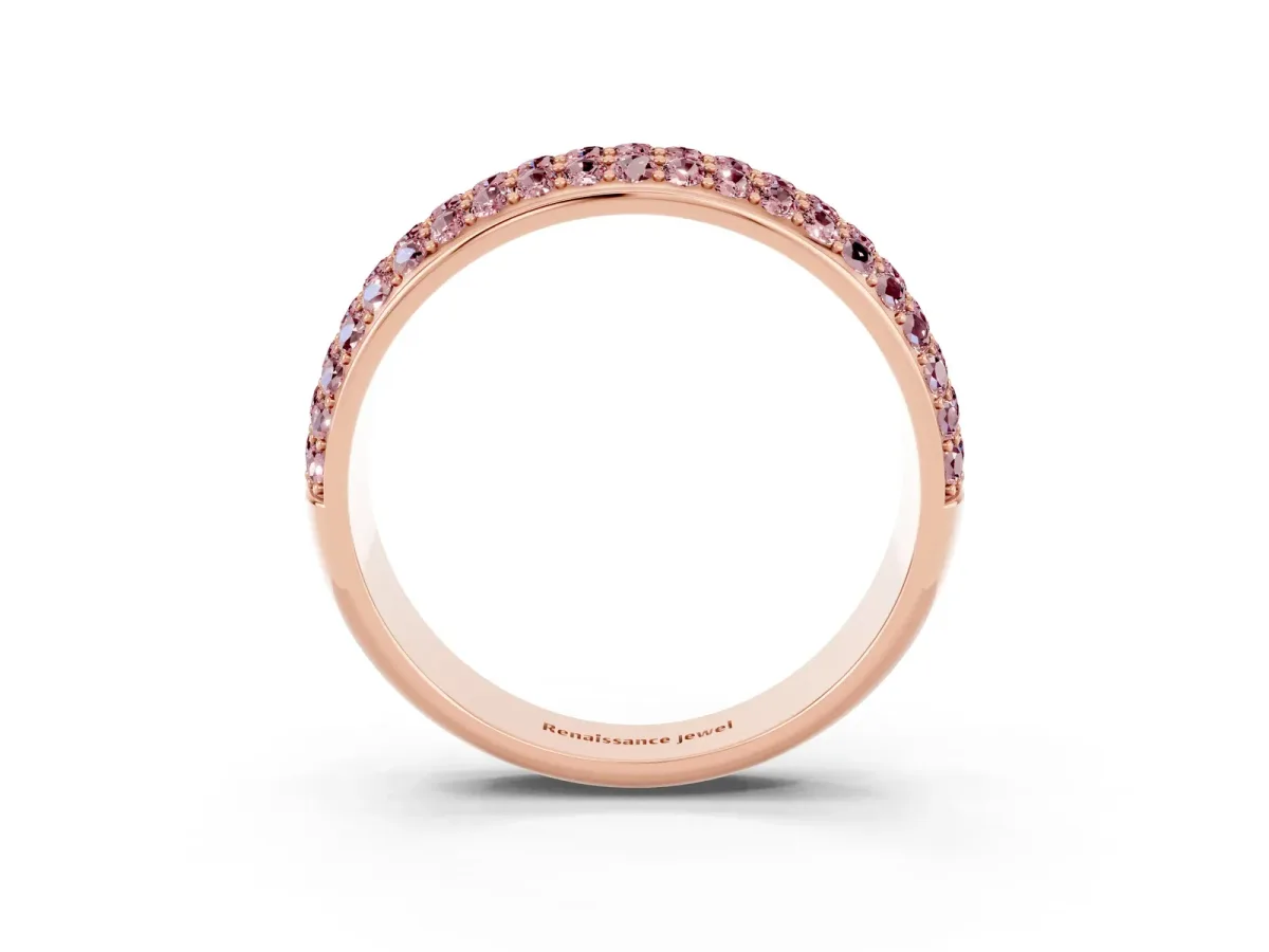 Three-Row Round Morganite Eternity Band with Shared Prong Setting Rose gold