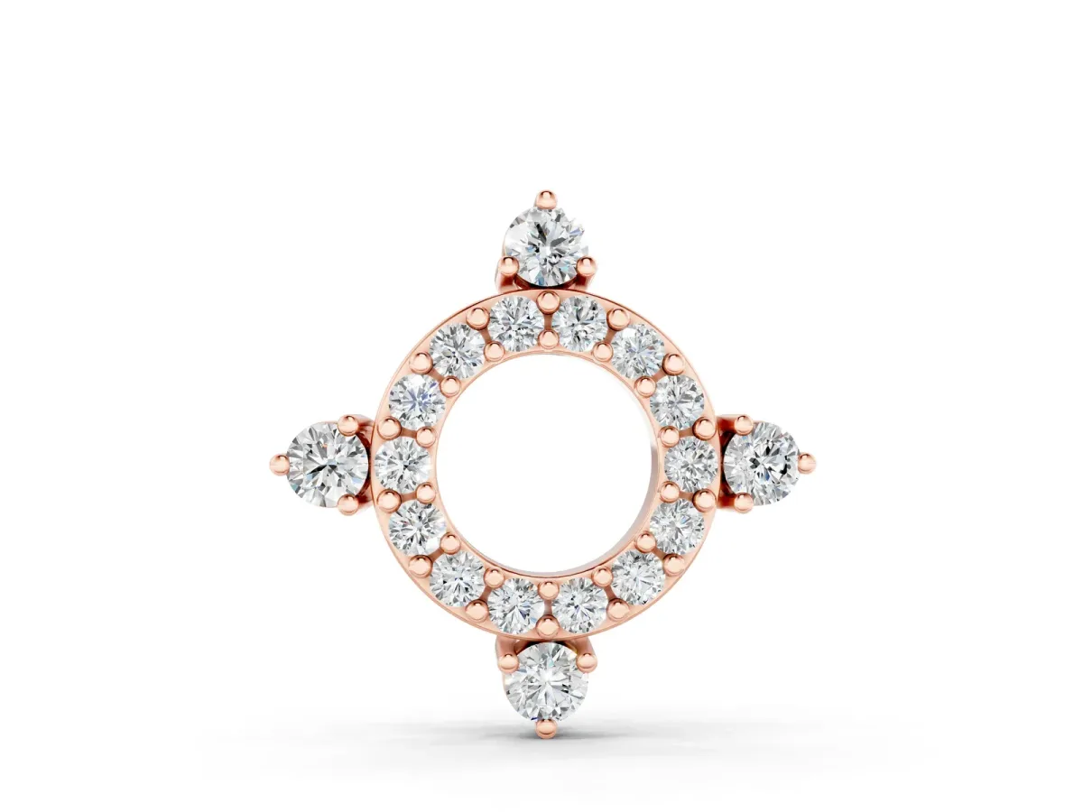 Round Diamond Halo Pendant with Four-Prong Setting Rose gold